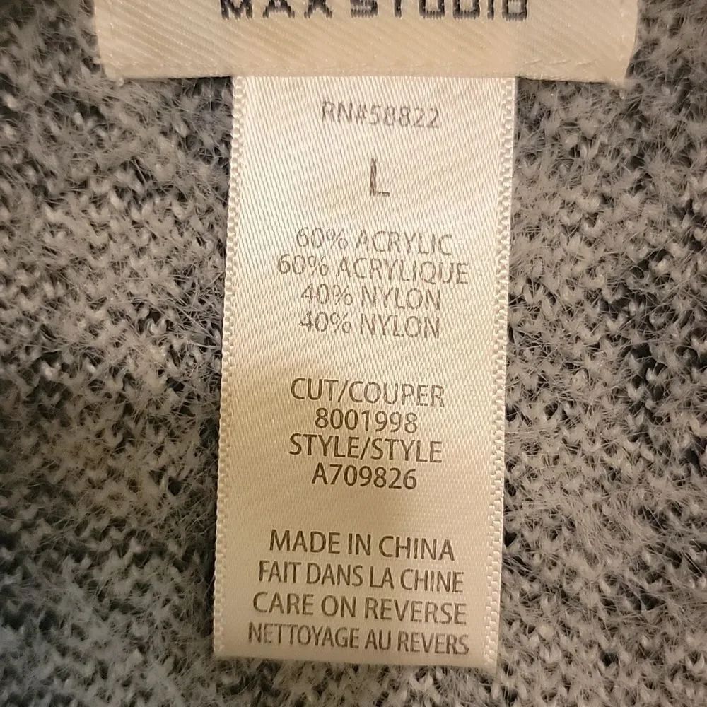 Max Studio long houndstooth fuzzy coat sweater sz L - Picture 8 of 12